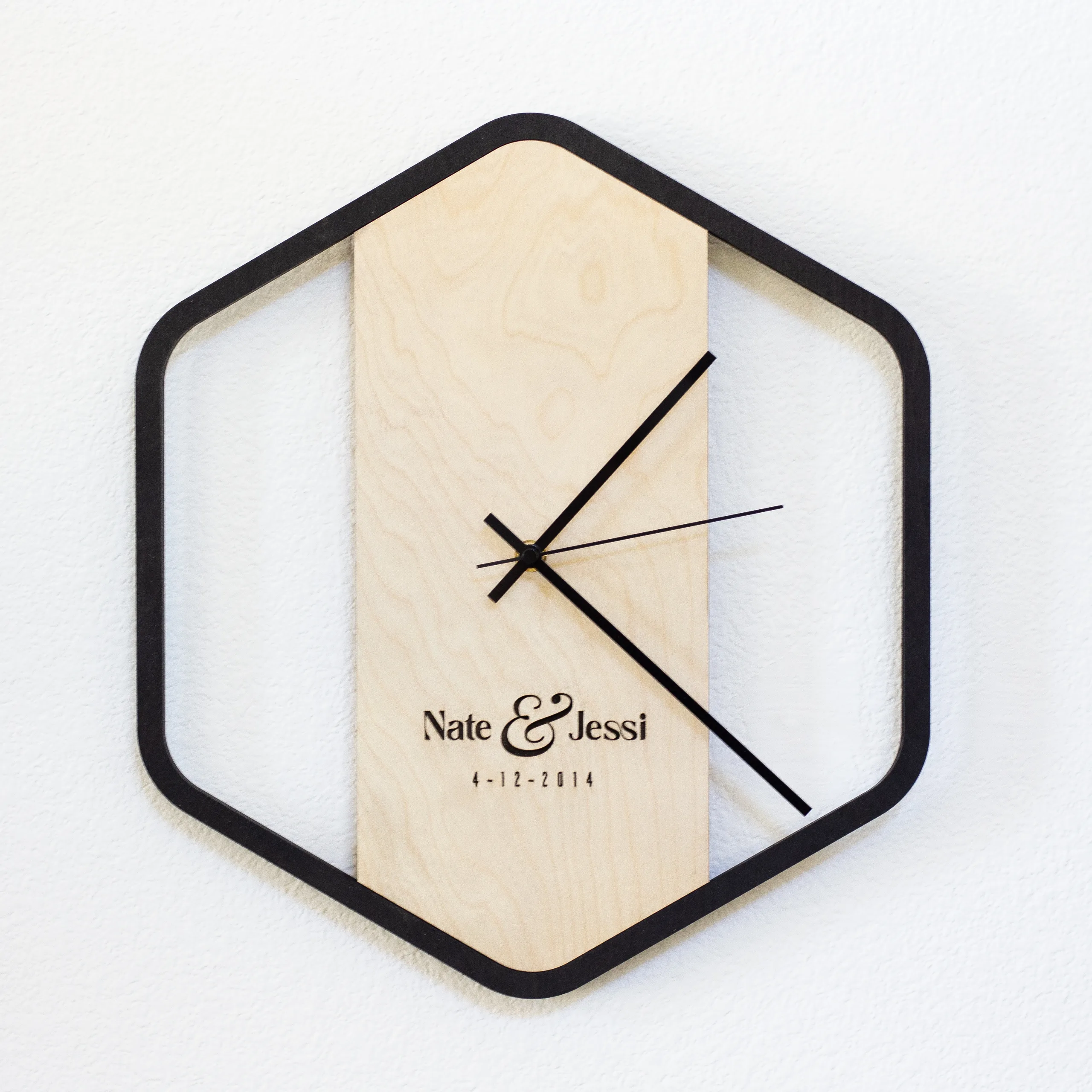 Personalized Minimalist Hexagon Clock