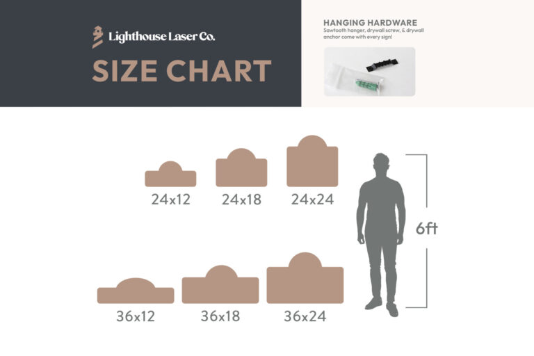 custom shape sign size and hanger mounting options