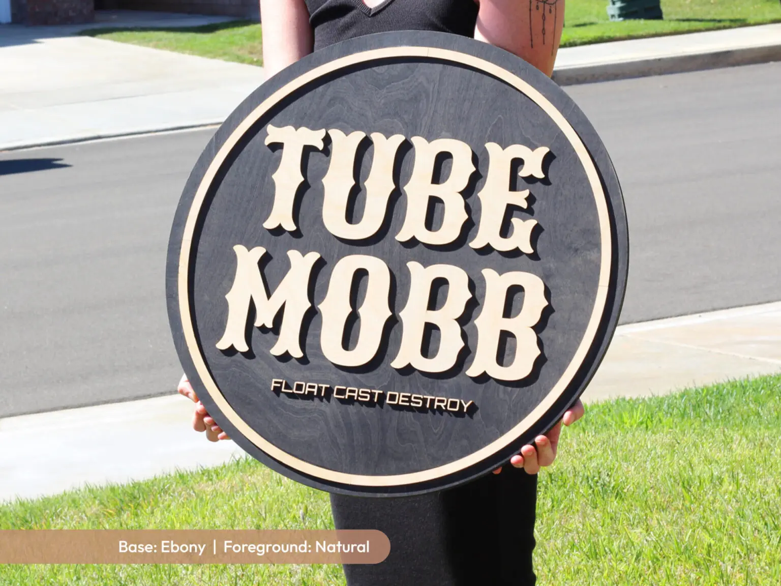 Circular Laser Cut Custom Wood Sign - Image 3