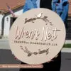 custom wood personalized home decor sign with rose gold logo
