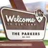 custom national park welcome to our camp sign for camping, and home decor with walnut base and natural wood personalized family name
