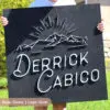 custom logo black ebony stain with silver logo business sign