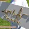 custom white wash photographer's logo laser cut gold laser cut sign