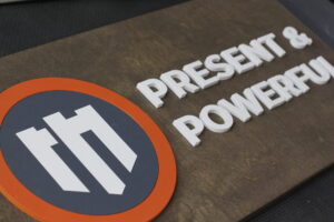 Western Oak wooden sign with color logo