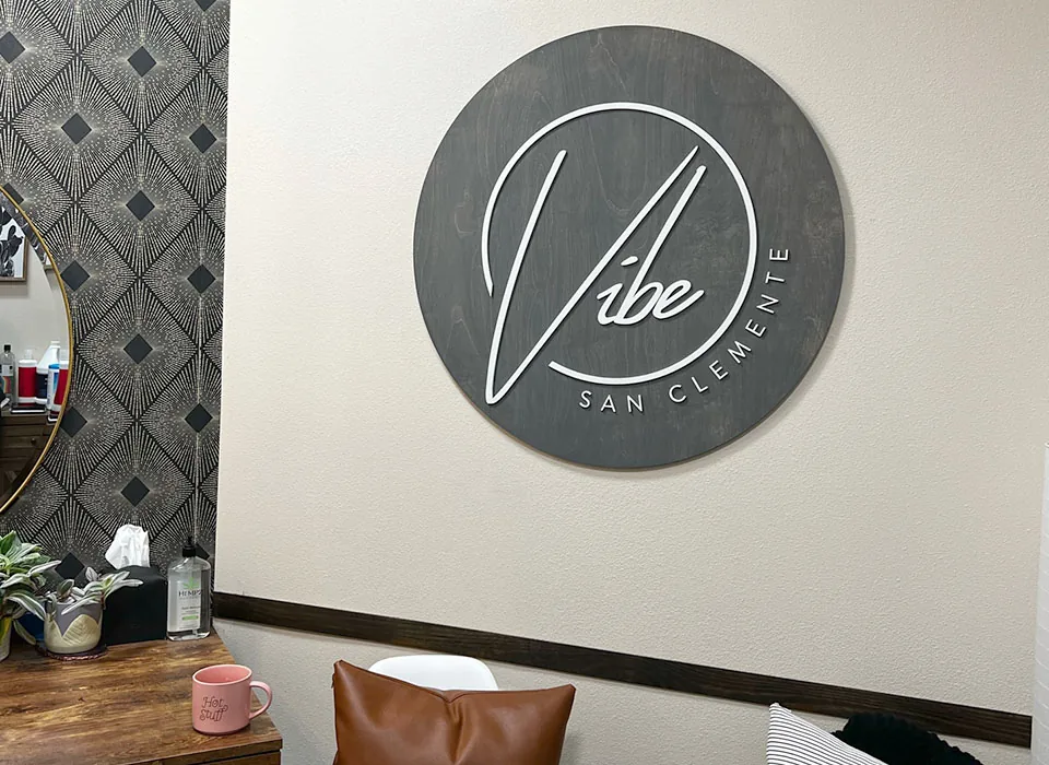 Salon sign shown in the space