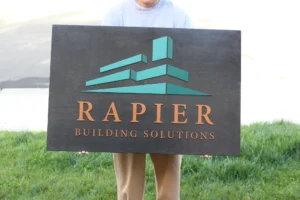 Custom wood sign by Lighthouse Laser Co. - Building Services Exterior